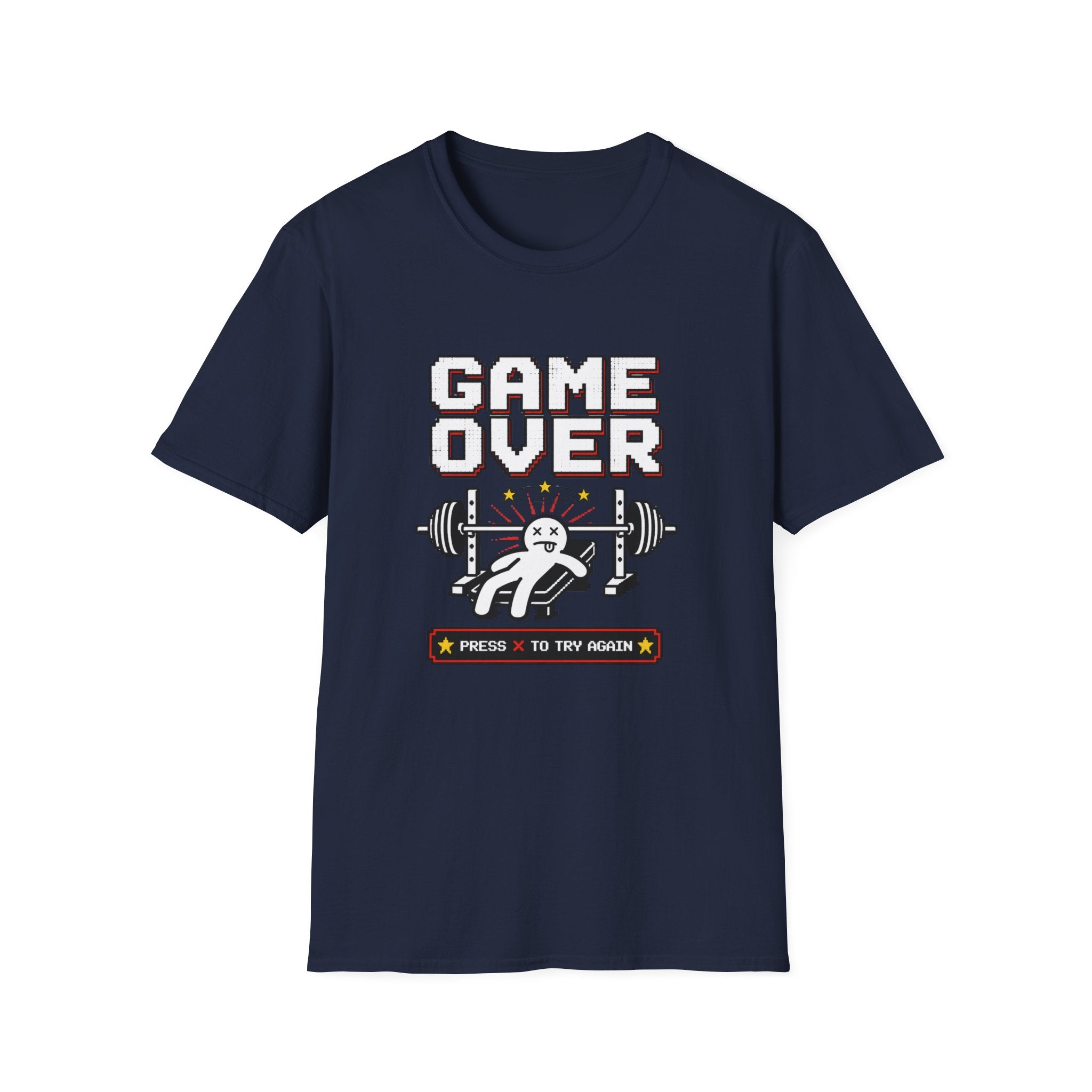 Game Over “Press R to Try Again” — Funny Gym Tee