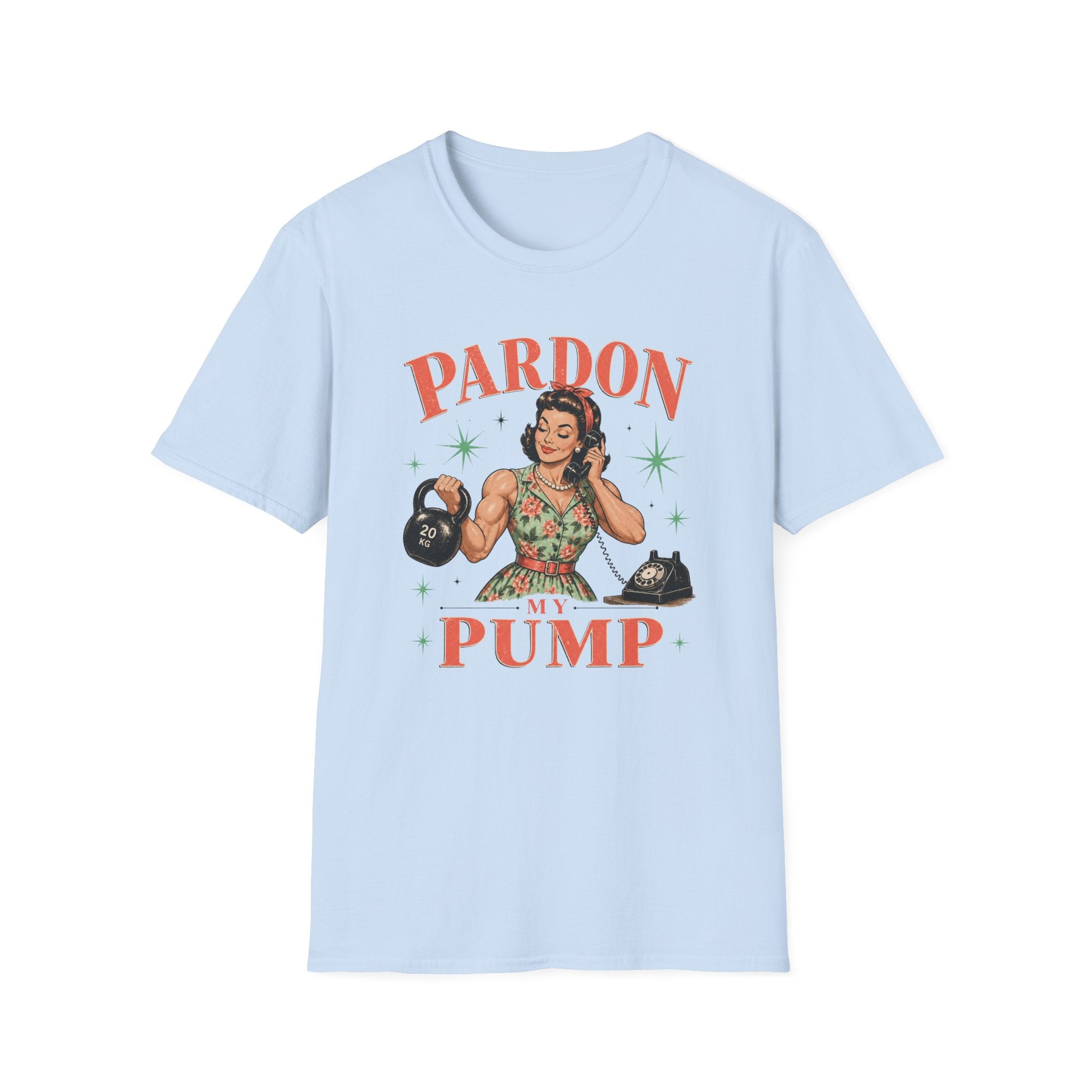 Pardon My Pump T-Shirt – Retro Weightlifting Kettlebell Fitness Tee