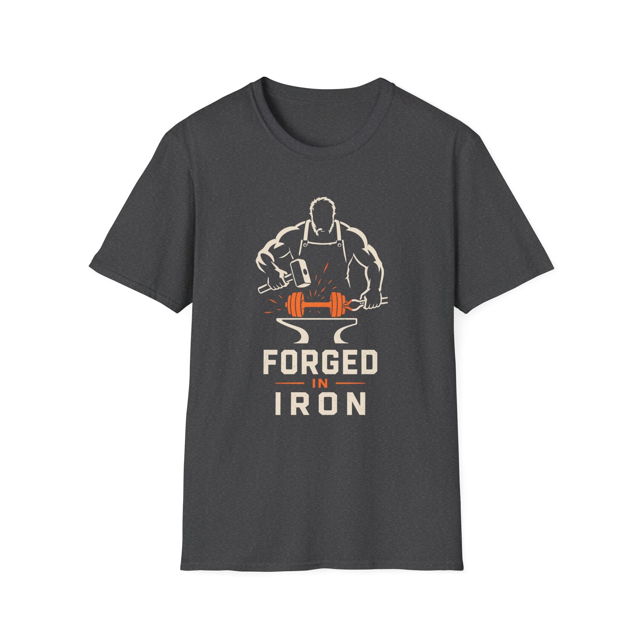 Forged In Iron Black – Blacksmith Hammer & Anvil Graphic Tee
