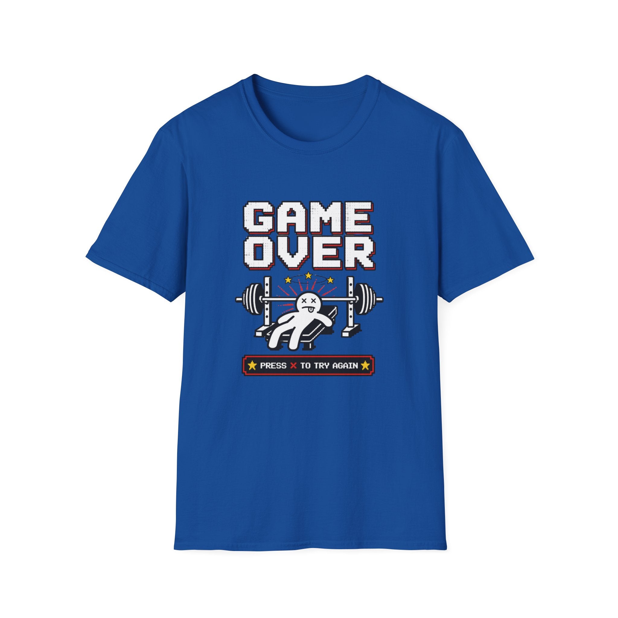 Game Over “Press R to Try Again” — Funny Gym Tee