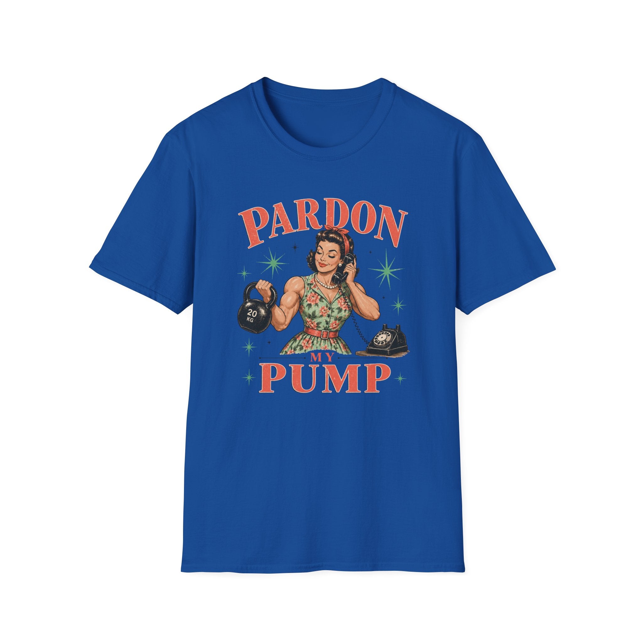 Pardon My Pump T-Shirt – Retro Weightlifting Kettlebell Fitness Tee