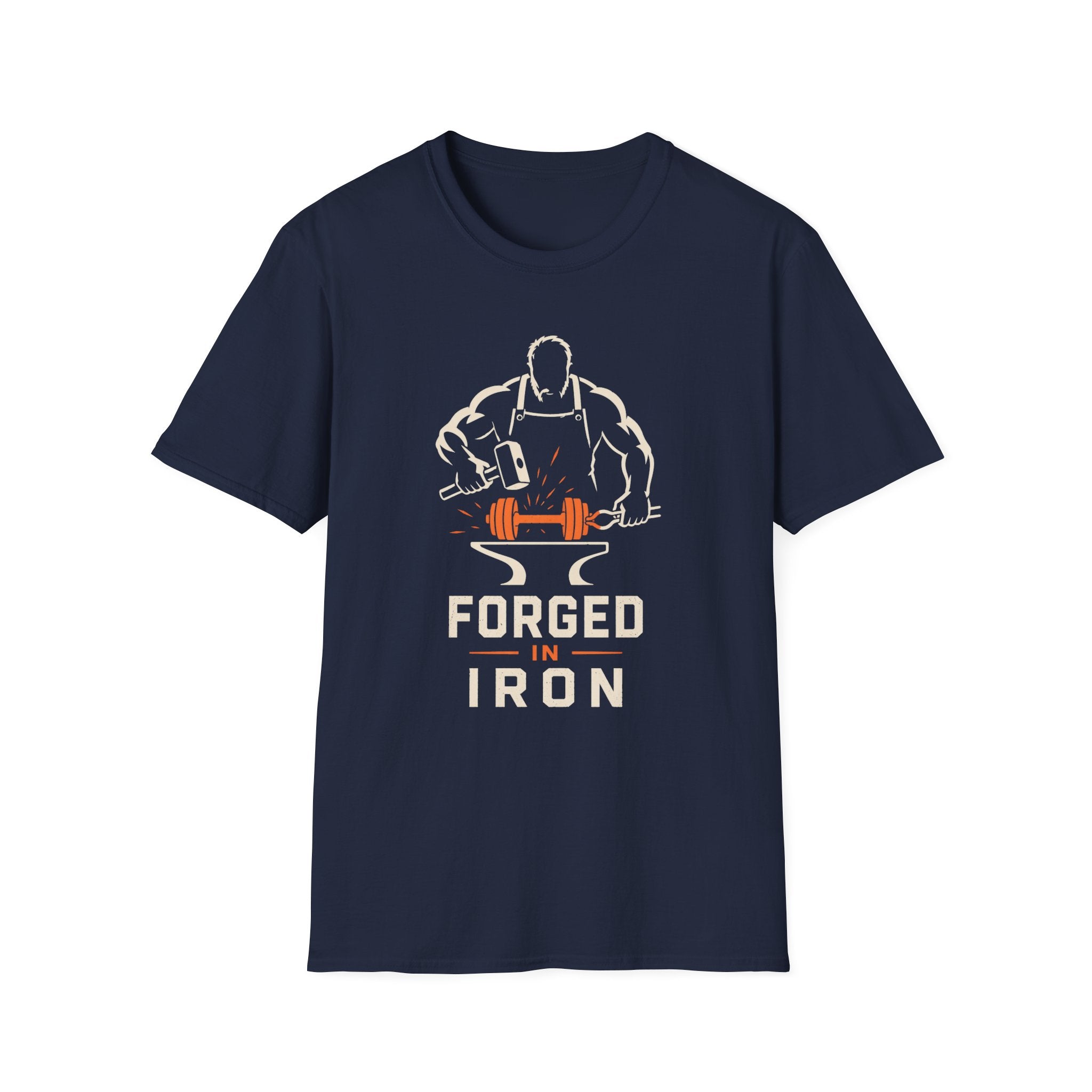 Forged In Iron Black – Blacksmith Hammer & Anvil Graphic Tee