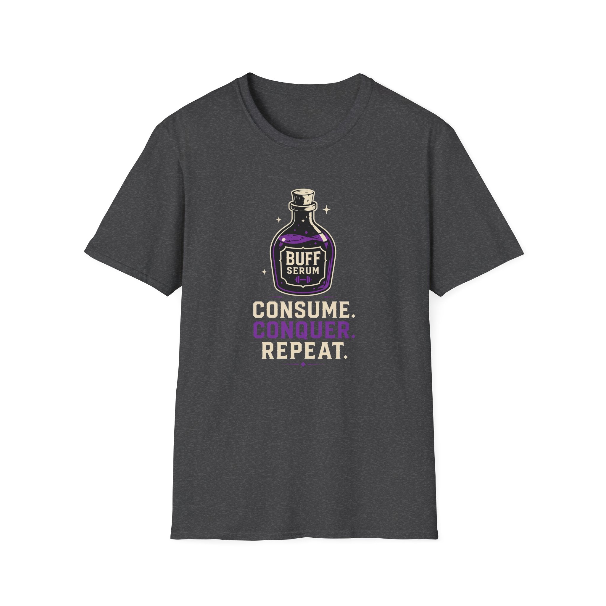 Buff Serum: Consume. Conquer. Repeat Gamer Fitness Tee