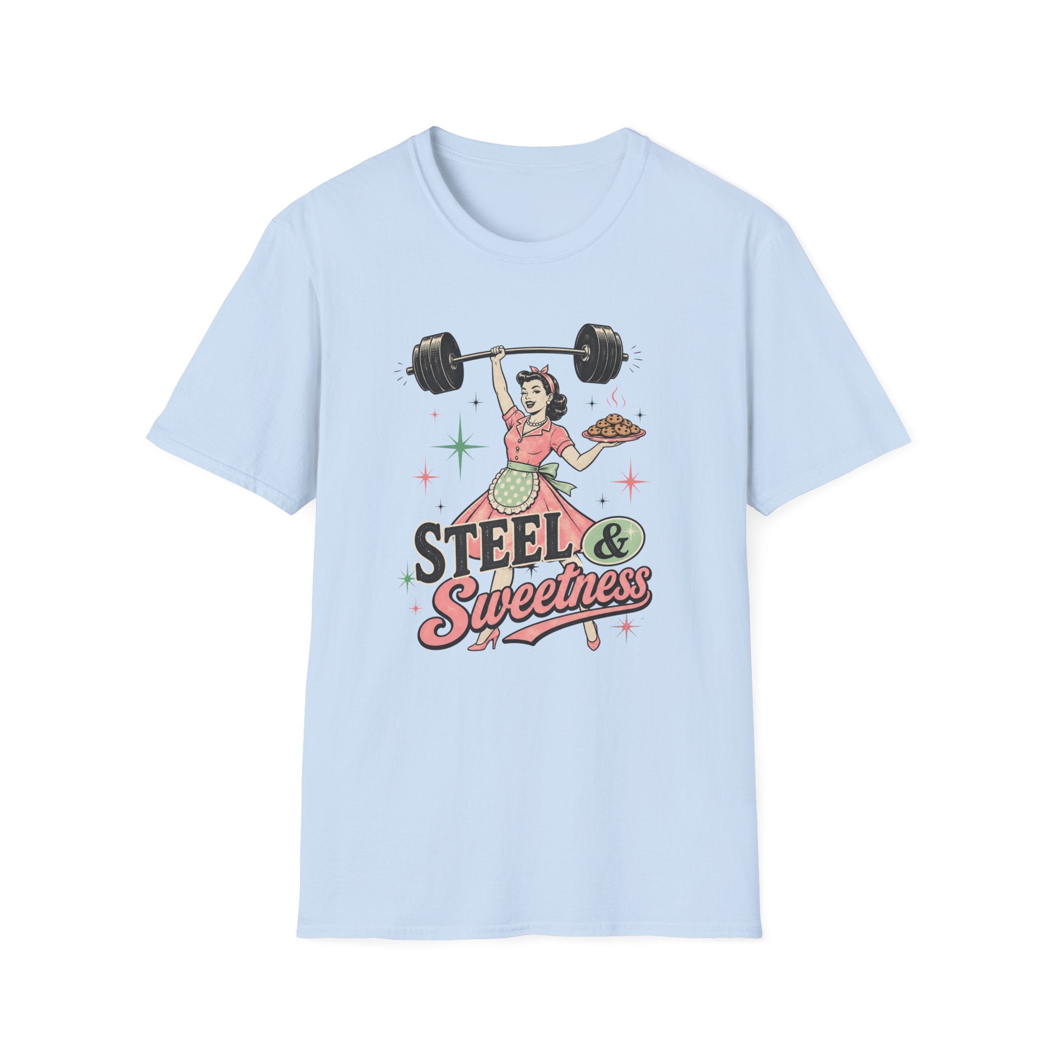 Steel & Sweetness — Retro Weightlifting Graphic Tee