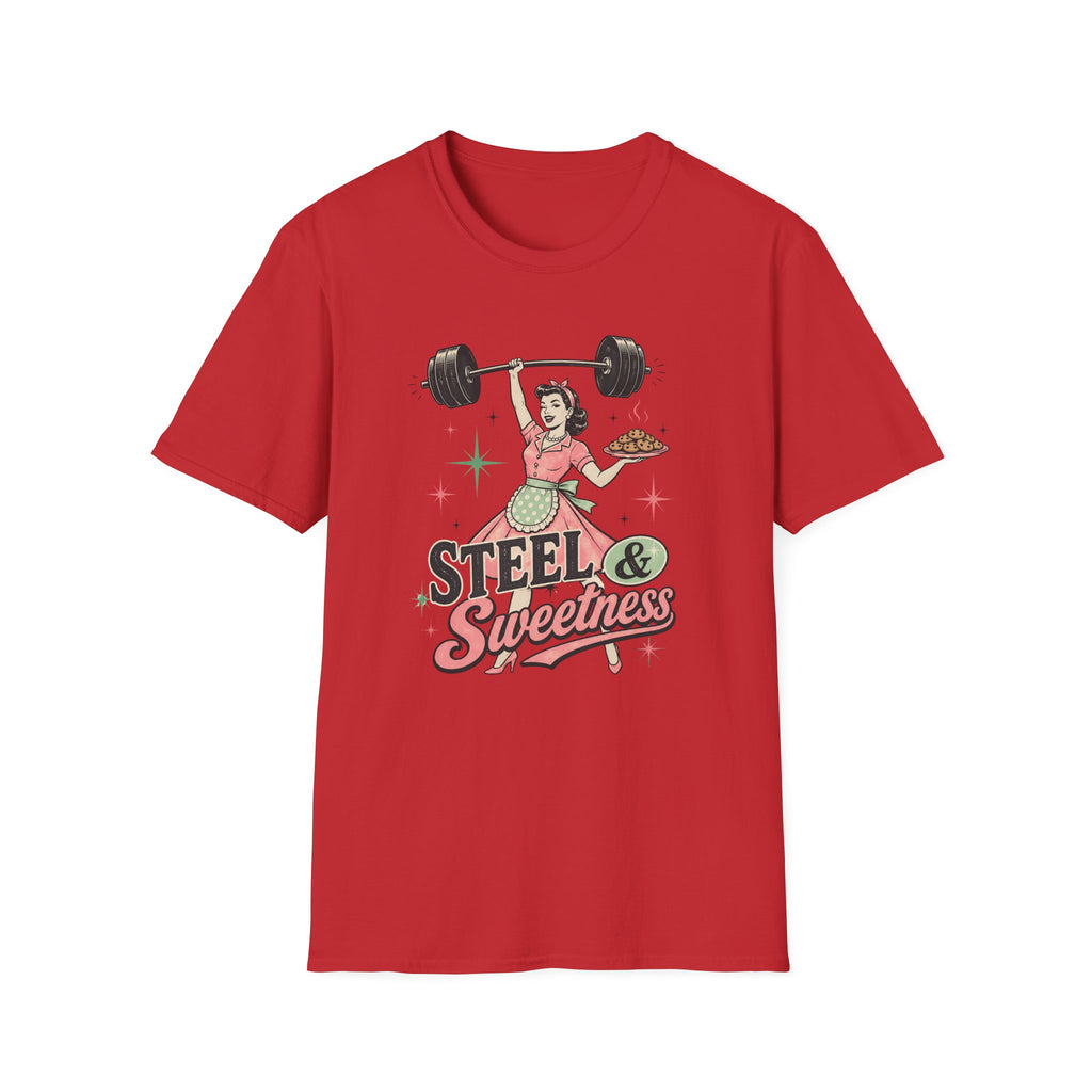 Steel & Sweetness — Retro Weightlifting Graphic Tee