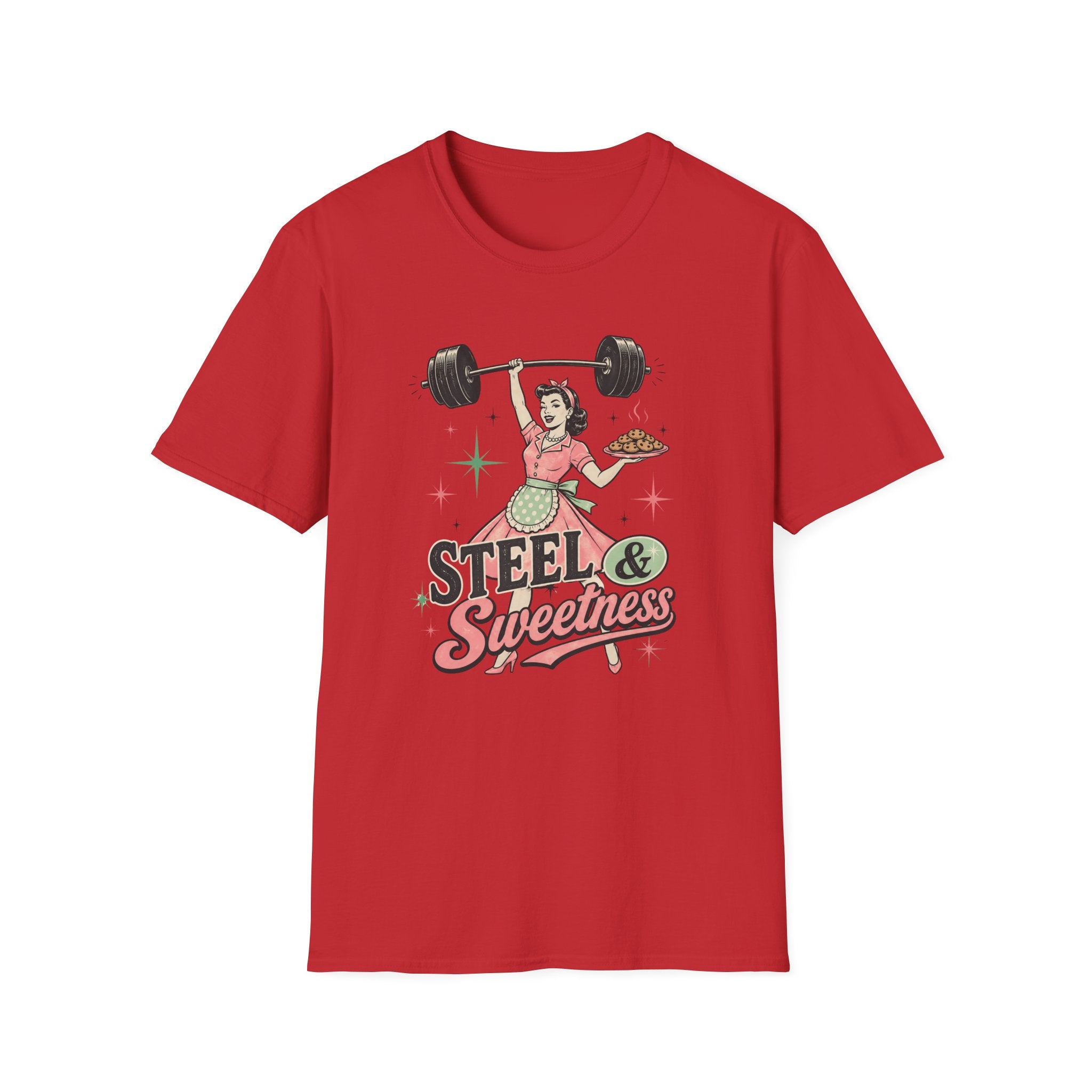 Steel & Sweetness — Retro Weightlifting Graphic Tee