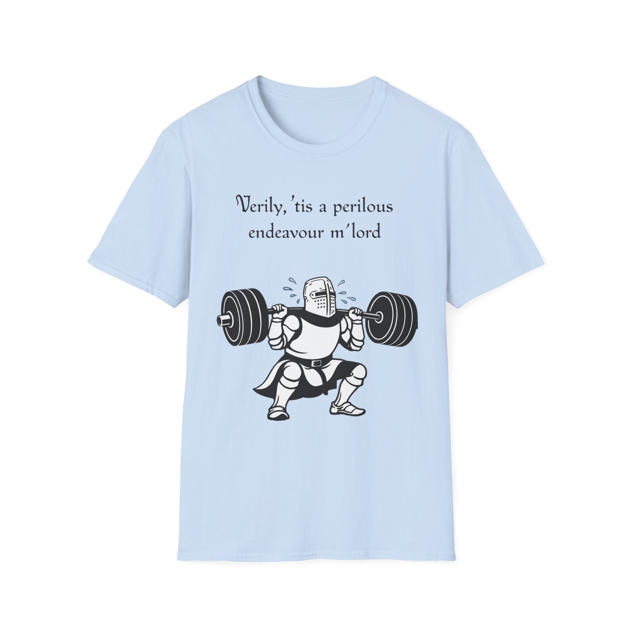 Verily, ’tis a perilous endeavour m’lord - Medieval Gym Humor Tee