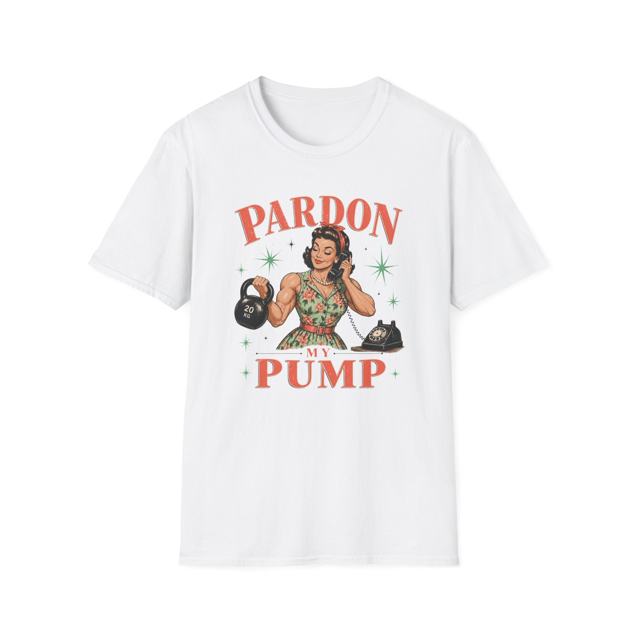 Pardon My Pump T-Shirt – Retro Weightlifting Kettlebell Fitness Tee