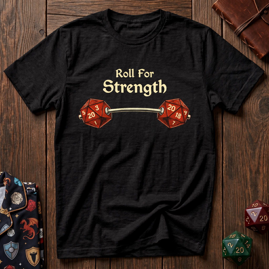 Roll For Strength D20 Weightlifting RPG Tee