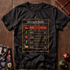 Strength Build RPG — Gamer Character Stat Tee