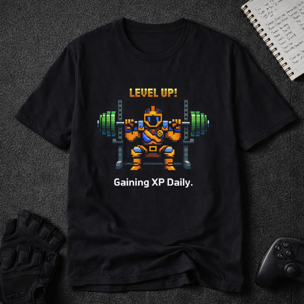 Level Up Gaining XP Daily - Gamer Gym Tee