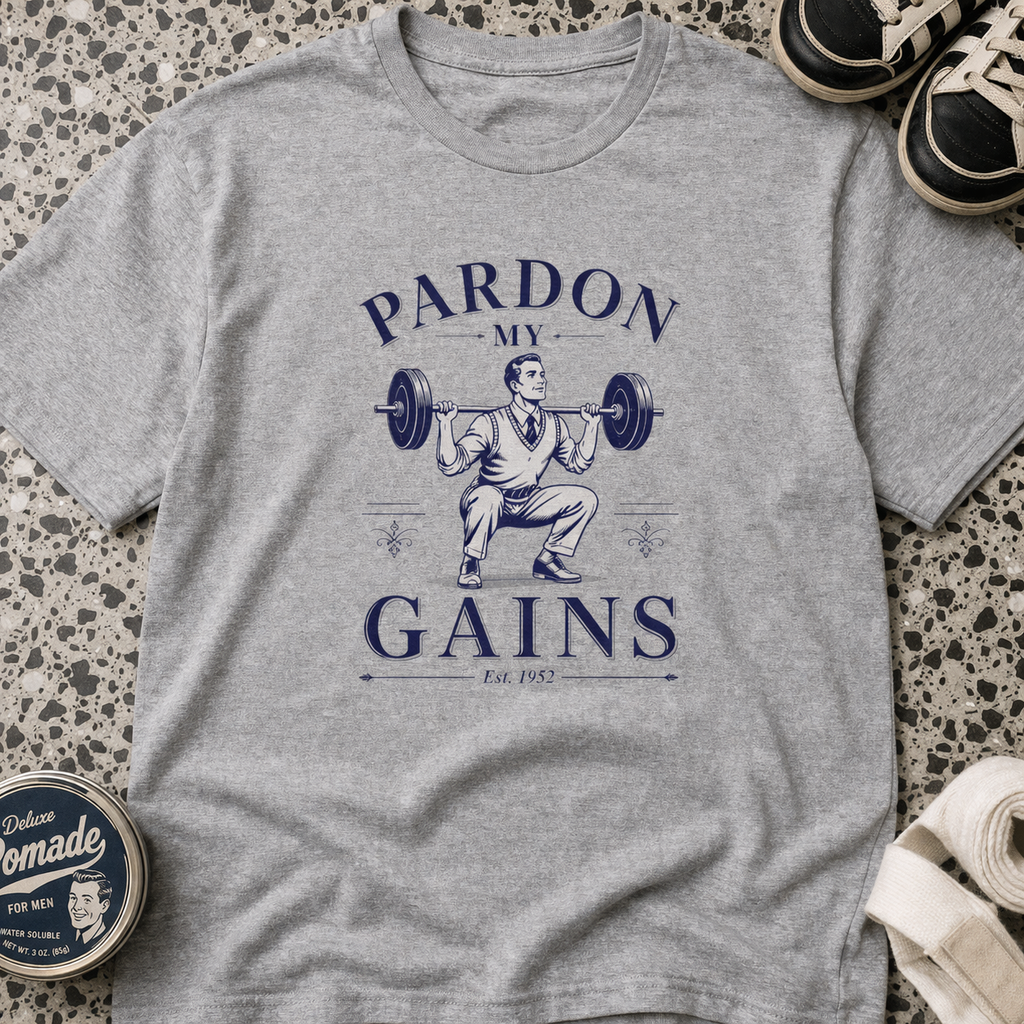 Pardon My Gains — Vintage Weightlifting Gym Tee