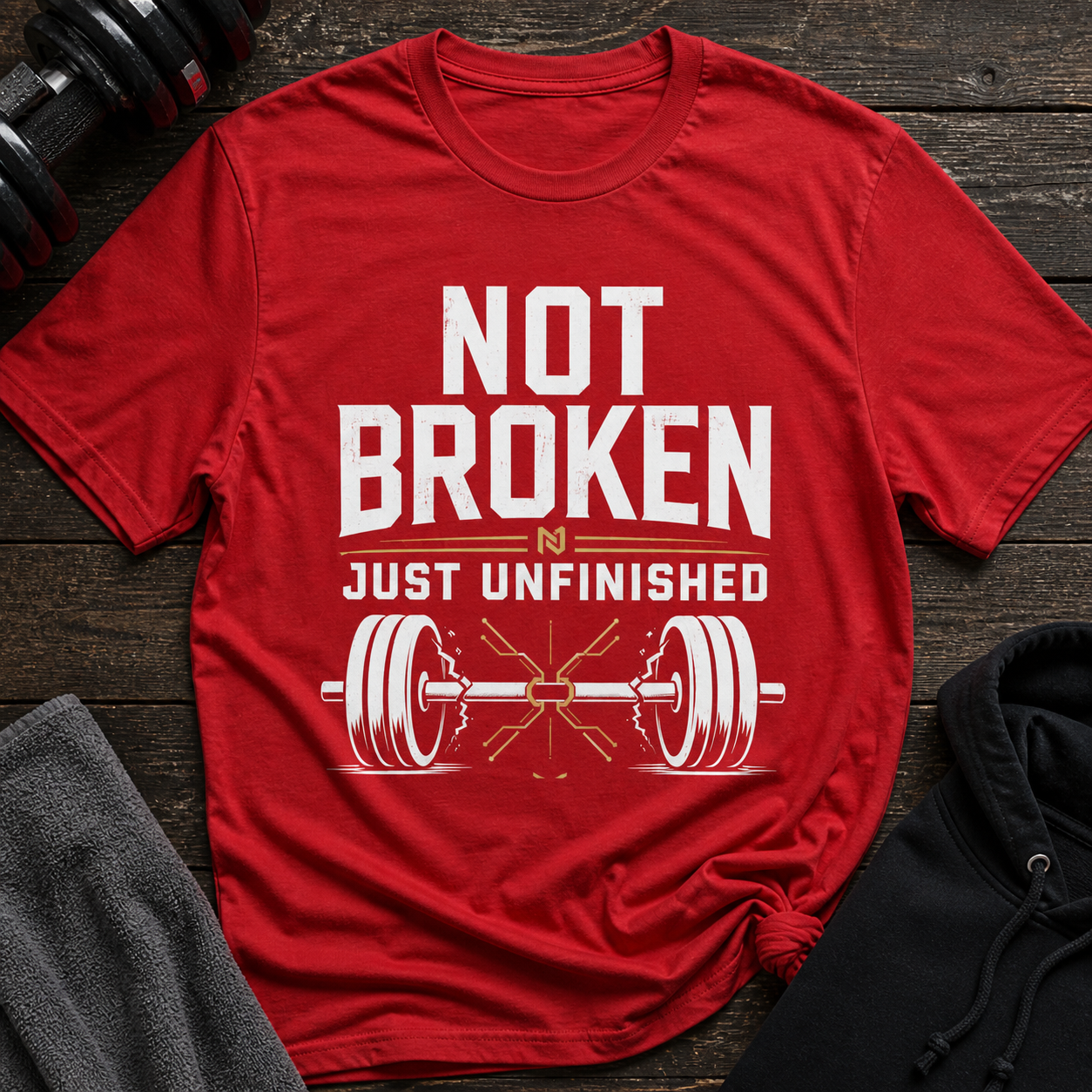 Not Broken Just Unfinished Weightlifting T-Shirt