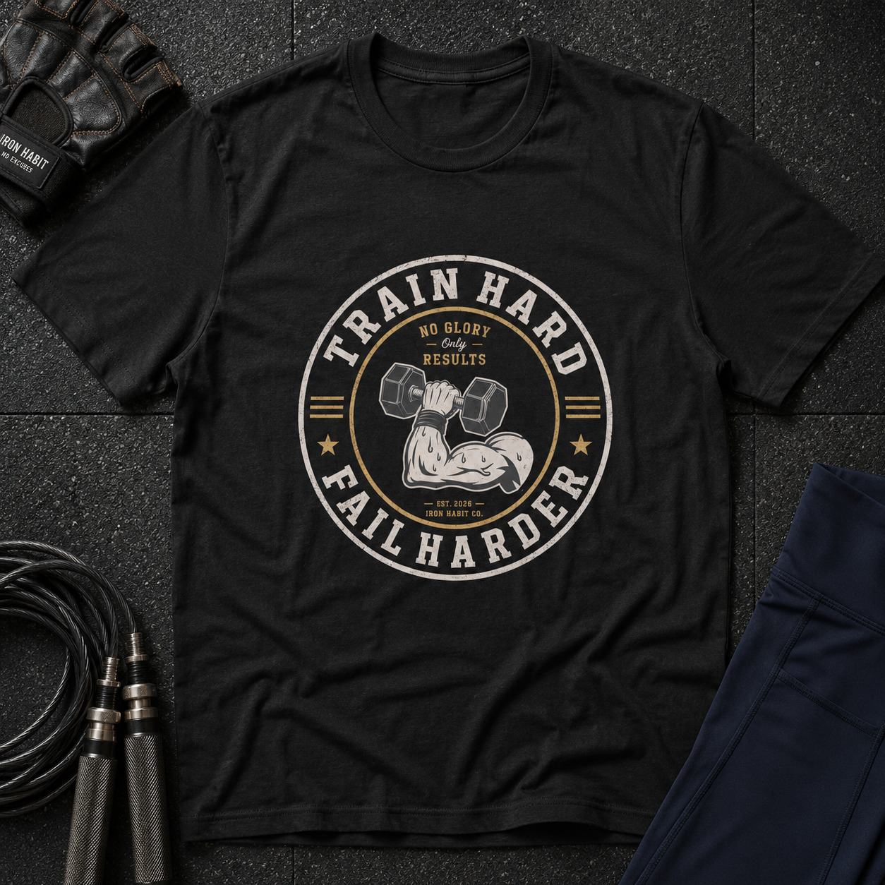 Train Hard Fail Harder — Vintage Weightlifting Tee