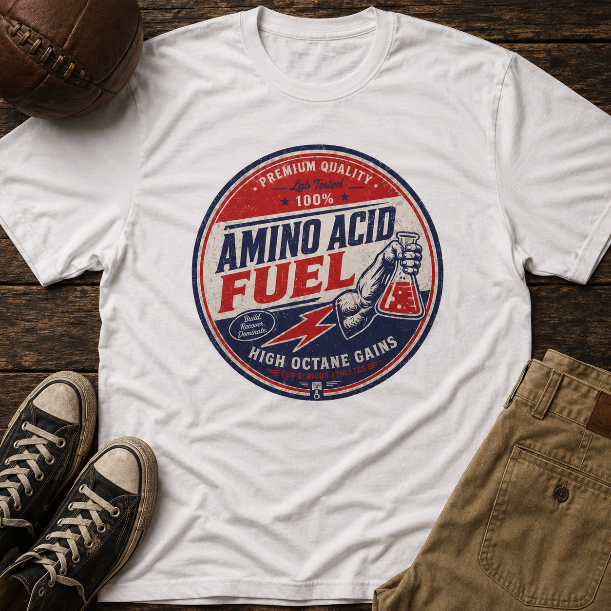 Amino Acid Fuel Tee – Retro Fitness Shirt