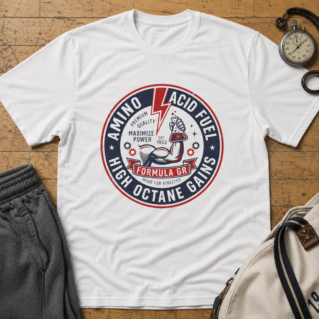 Amino Acid Fuel: High Octane Gains Retro Gym Tee