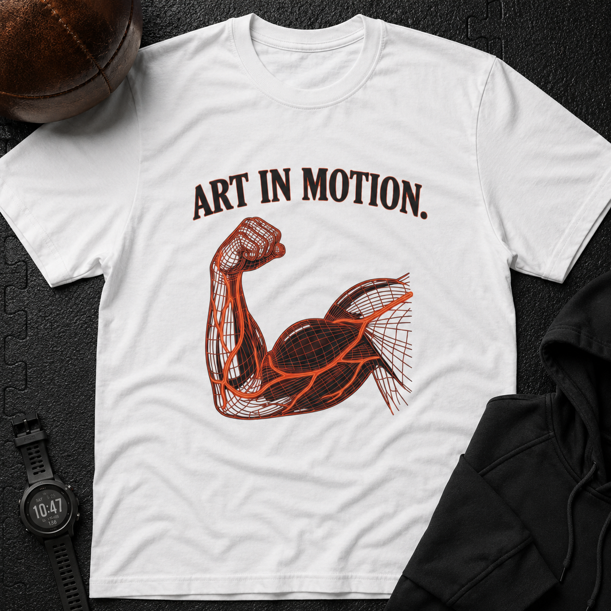 Art In Motion — Graphic Muscular Arm Tee