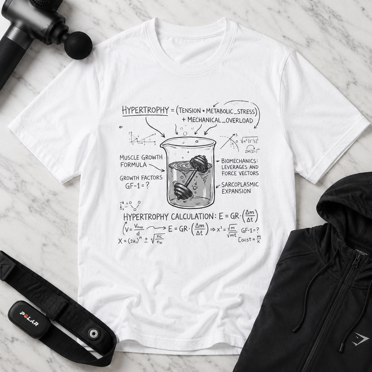 Hypertrophy Beaker & Equations Graphic Tee