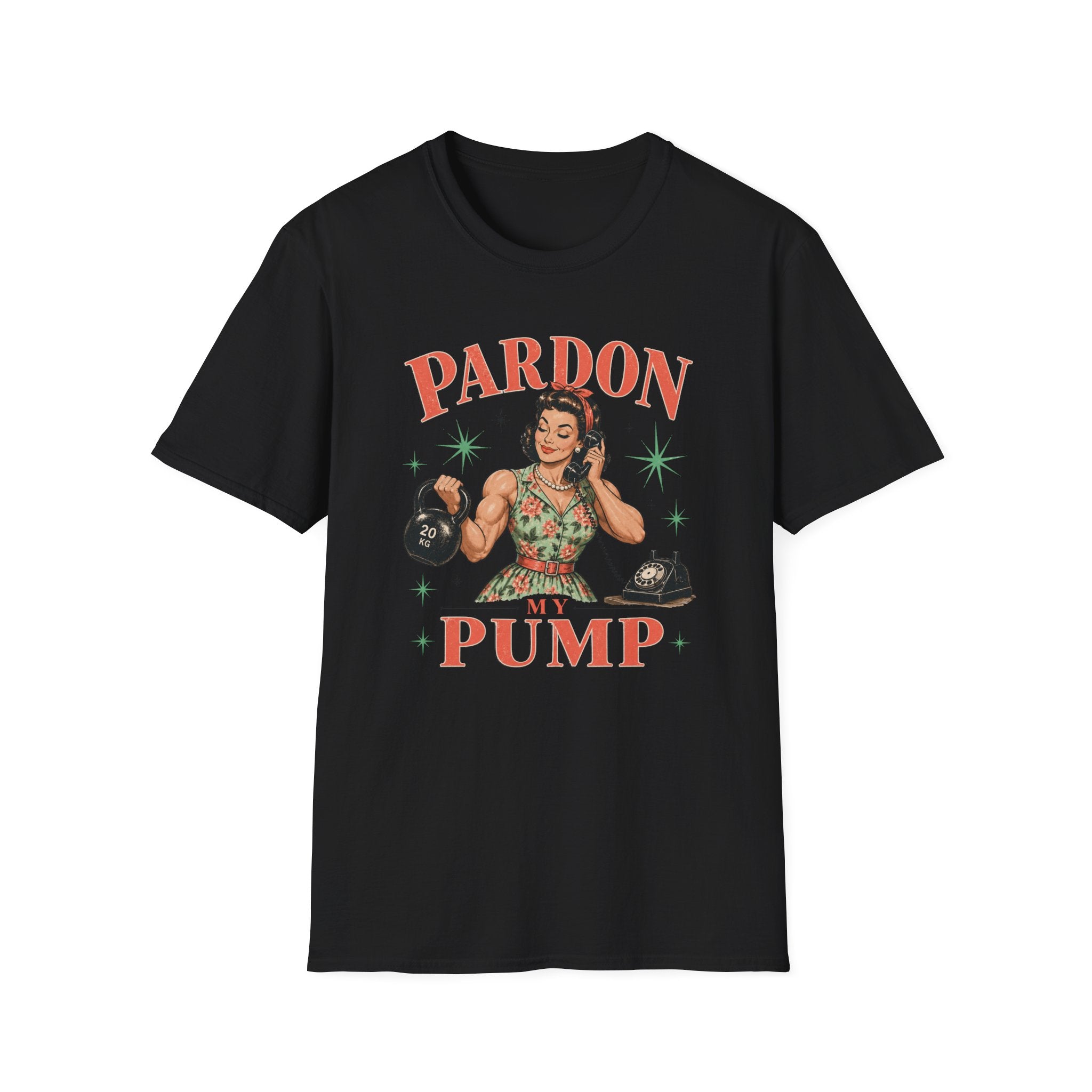 Pardon My Pump T-Shirt – Retro Weightlifting Kettlebell Fitness Tee