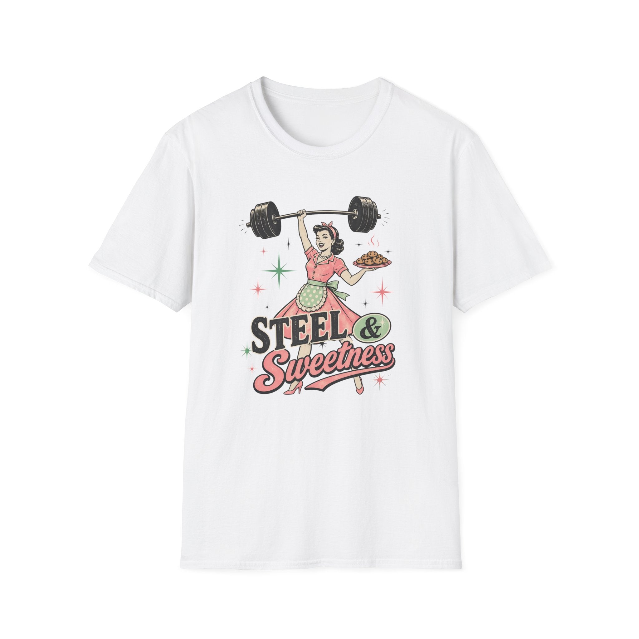 Steel & Sweetness — Retro Weightlifting Graphic Tee