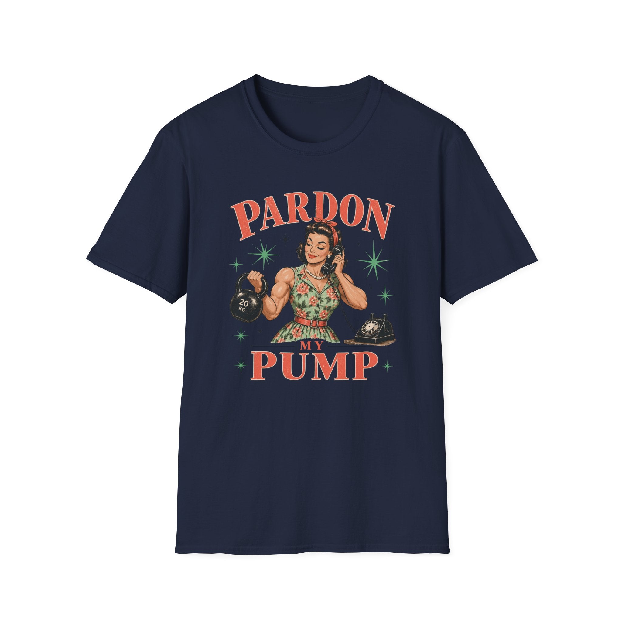 Pardon My Pump T-Shirt – Retro Weightlifting Kettlebell Fitness Tee