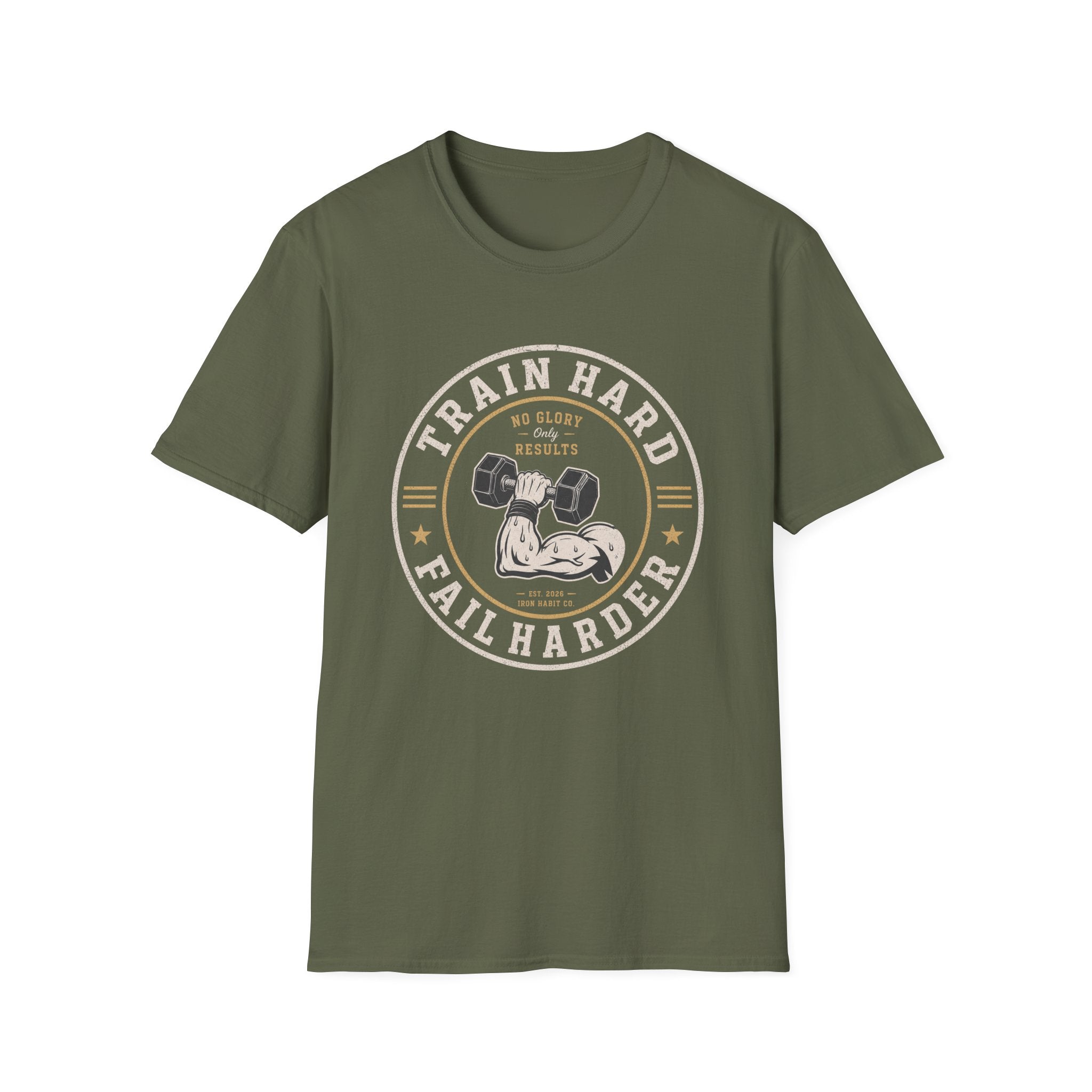 Train Hard Fail Harder — Vintage Weightlifting Tee
