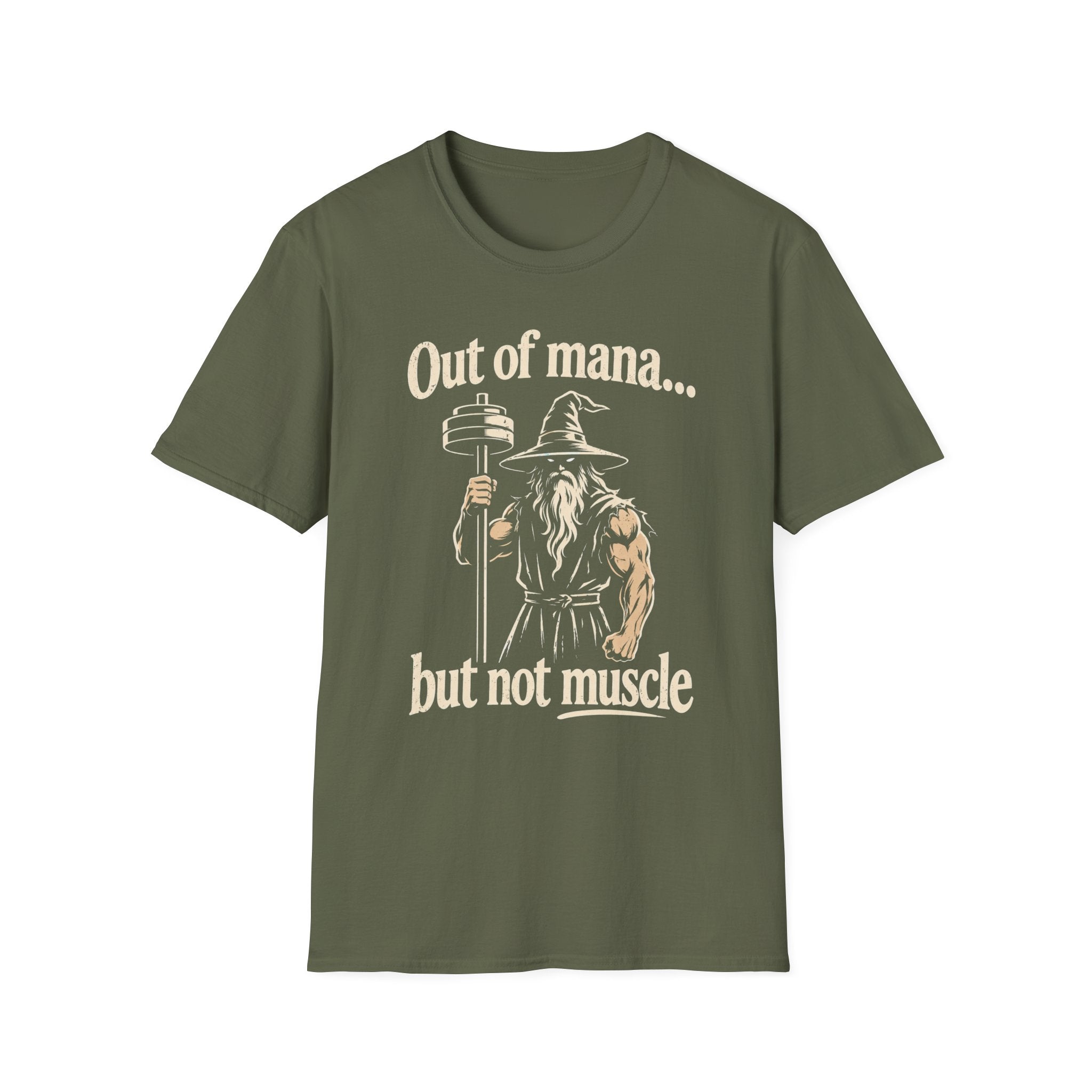 Out of Mana but Not Muscle T-Shirt — Funny Gamer RPG Tee