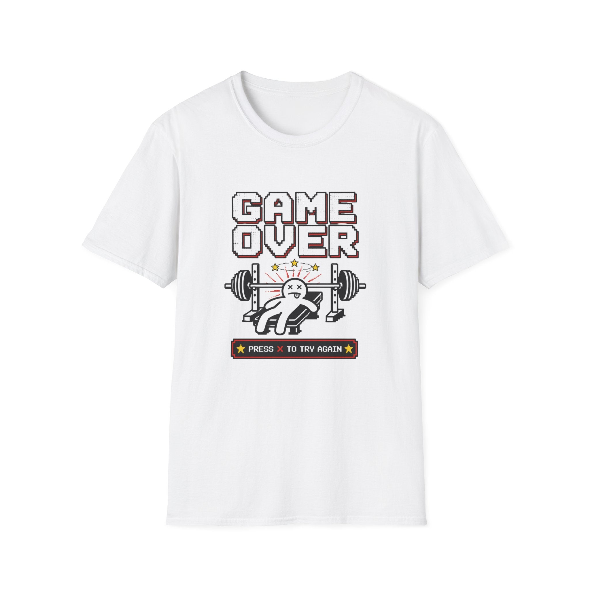 Game Over “Press R to Try Again” — Funny Gym Tee