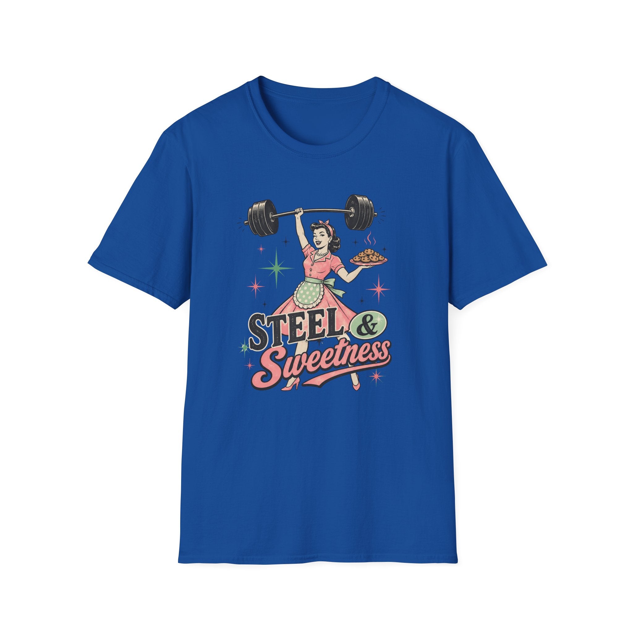 Steel & Sweetness — Retro Weightlifting Graphic Tee