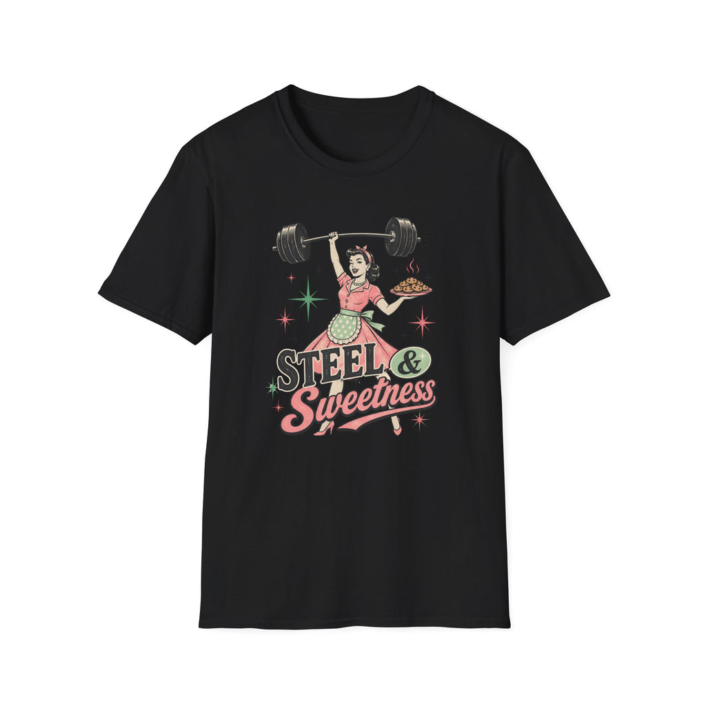 Steel & Sweetness — Retro Weightlifting Graphic Tee