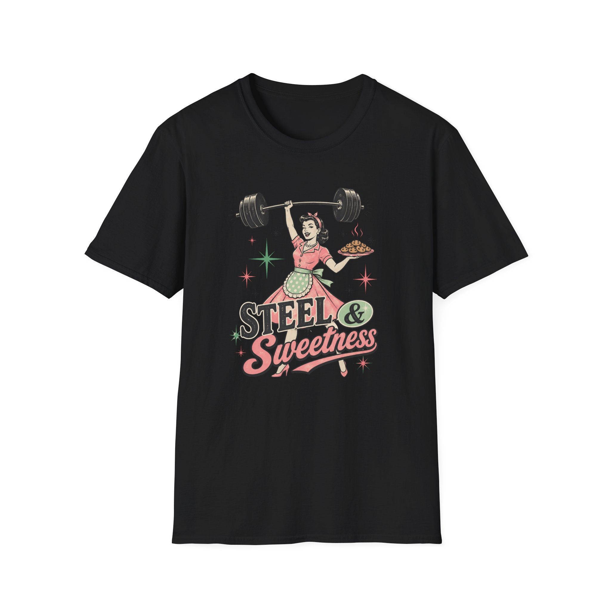 Steel & Sweetness — Retro Weightlifting Graphic Tee