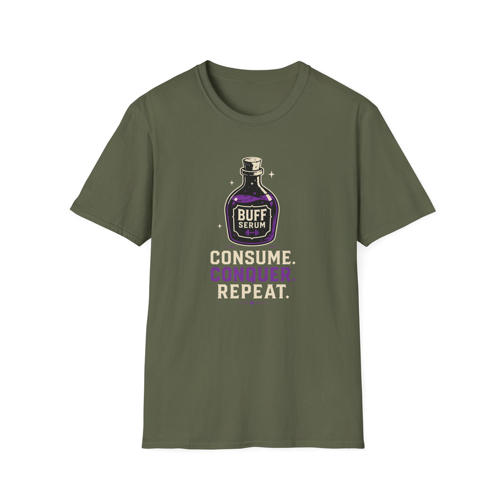 Buff Serum: Consume. Conquer. Repeat Gamer Fitness Tee