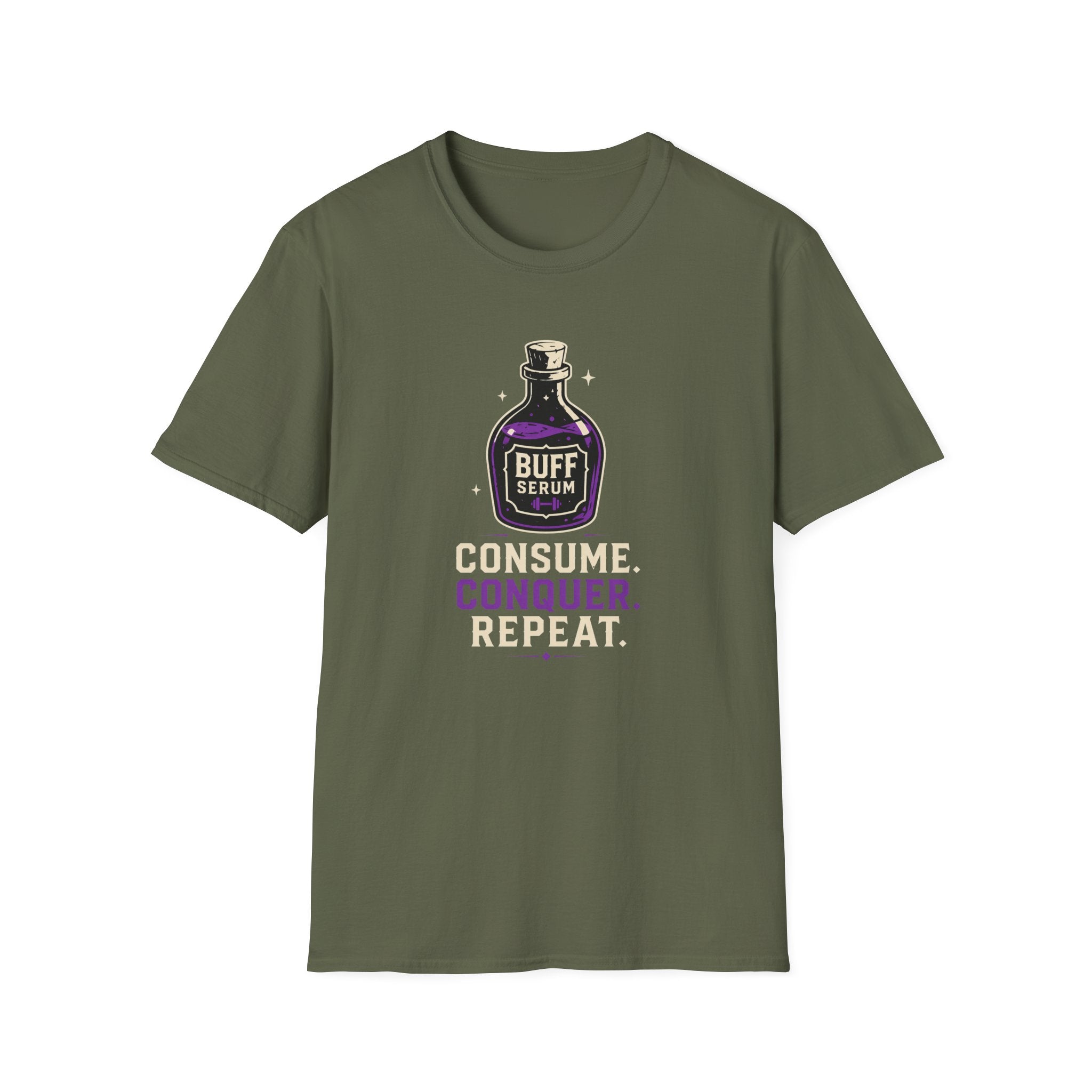 Buff Serum: Consume. Conquer. Repeat Gamer Fitness Tee