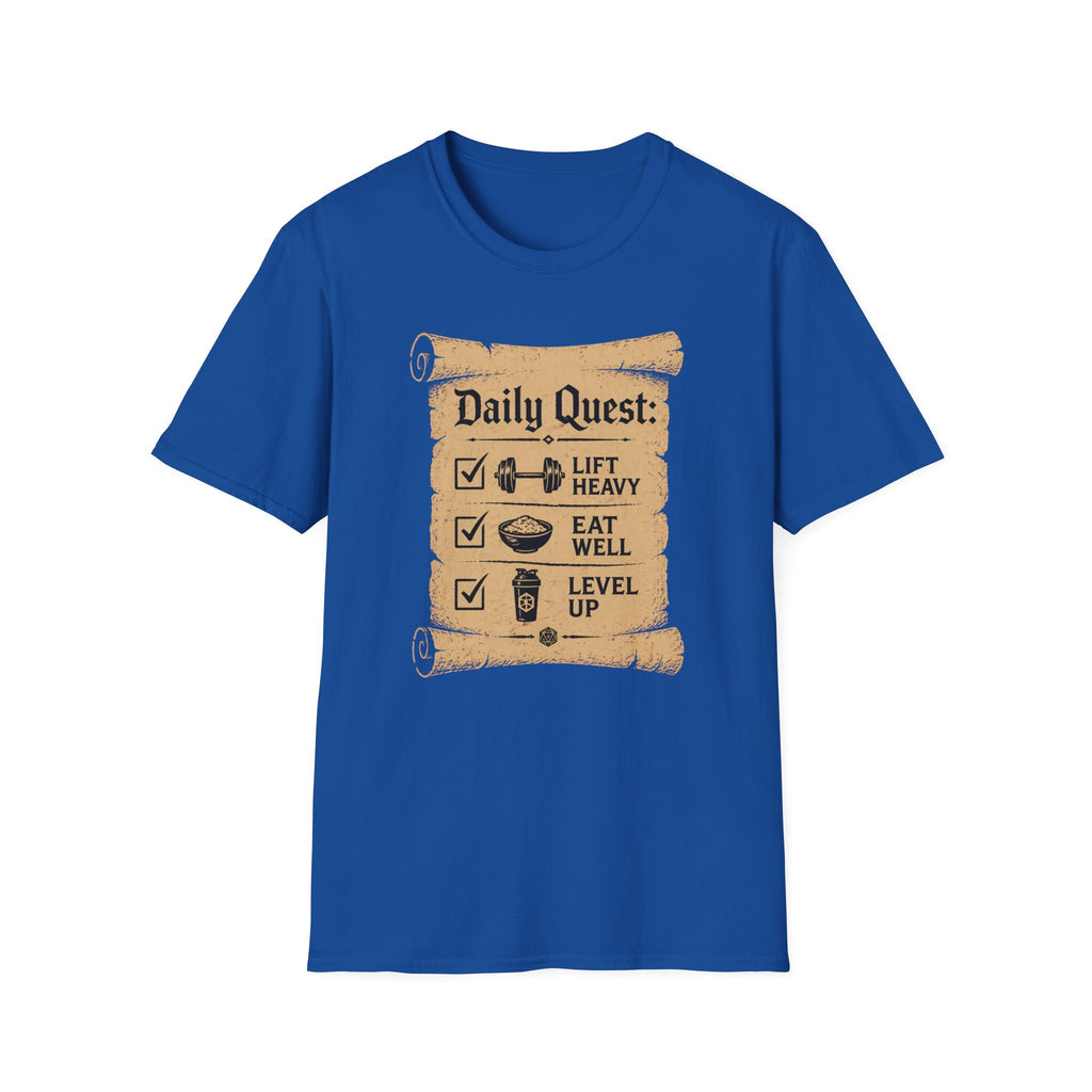 Daily Quest – 'Lift Heavy  Eat Well  Level Up' Fitness RPG Tee
