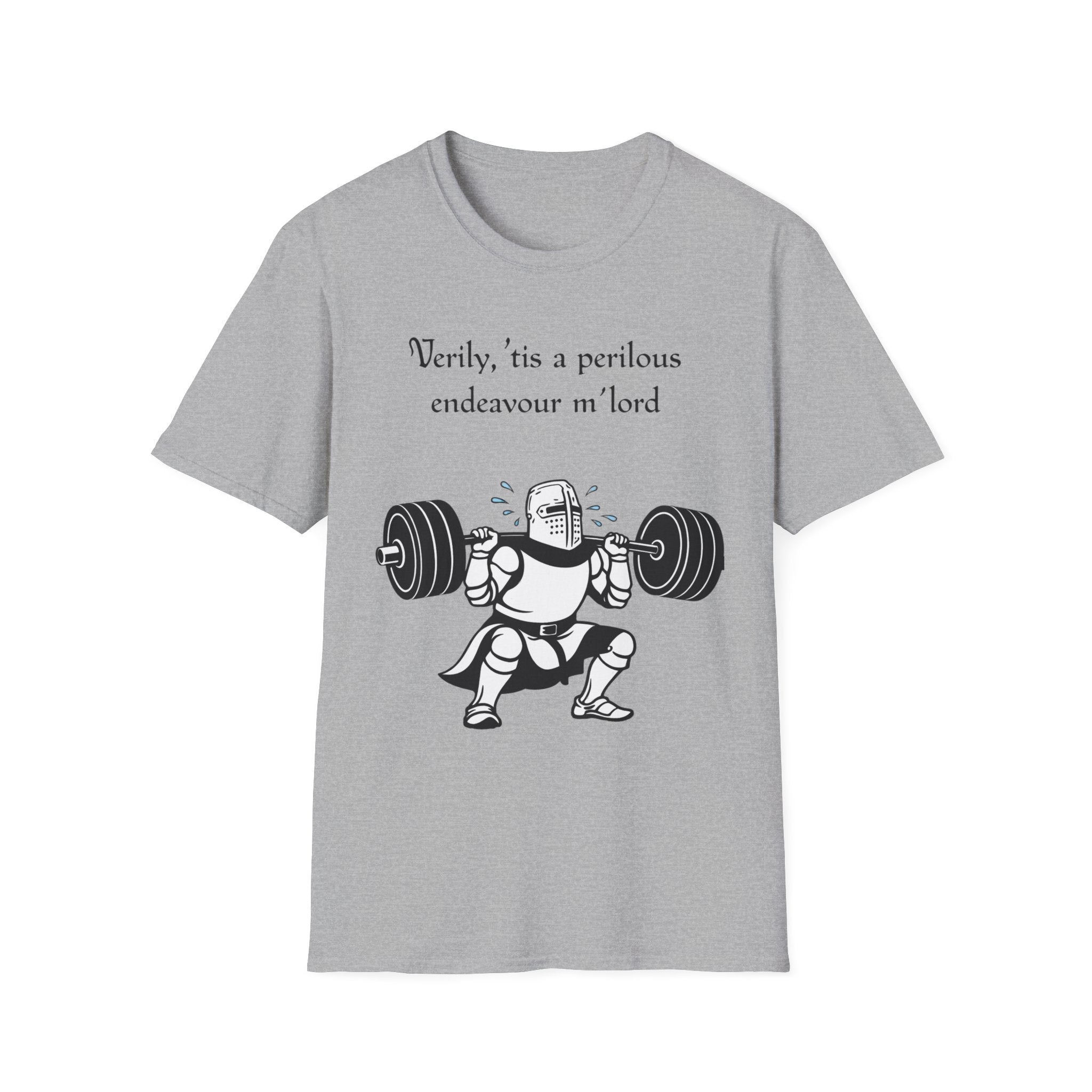 Verily, ’tis a perilous endeavour m’lord - Medieval Gym Humor Tee