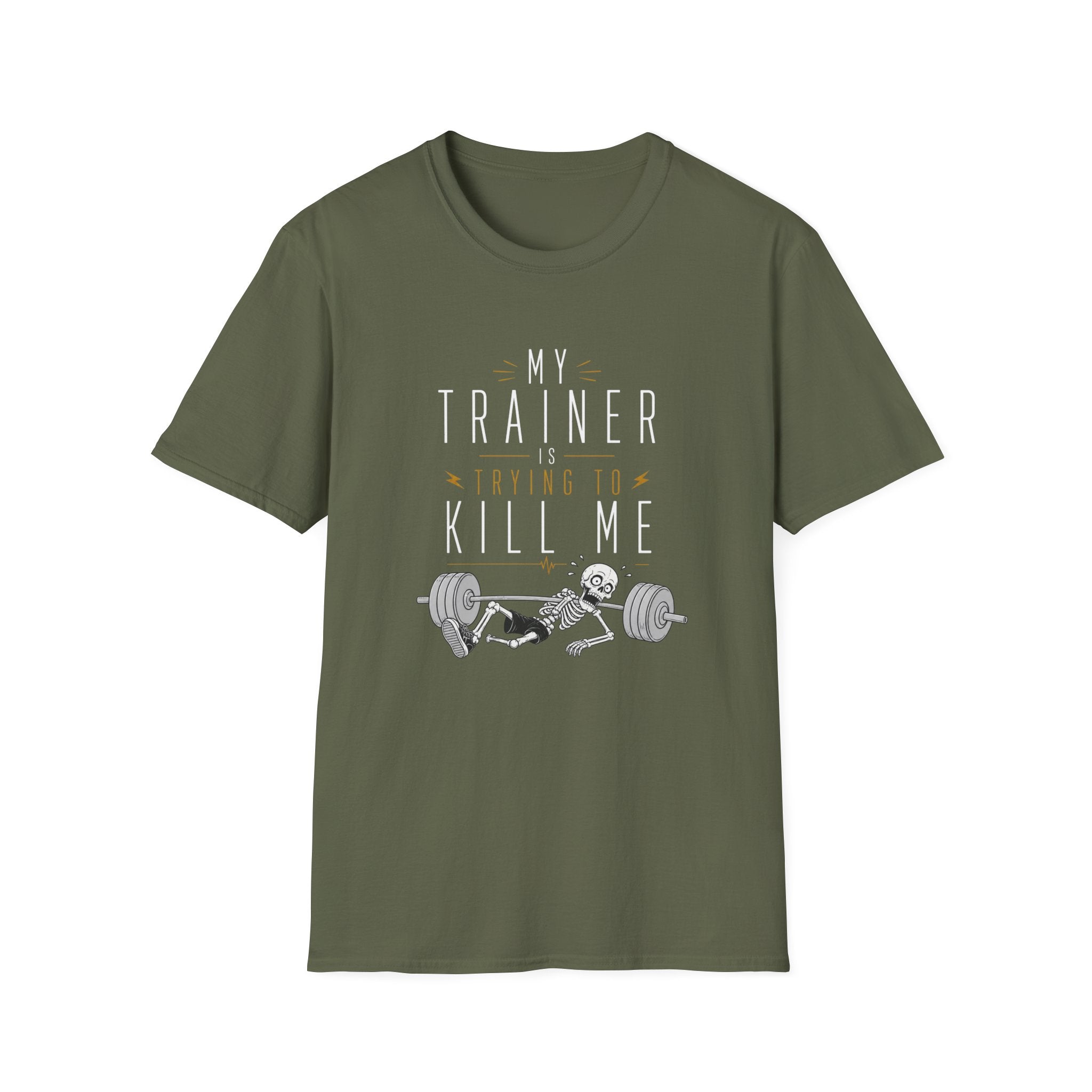 My Trainer Is Trying to Kill Me Funny Workout Shirt