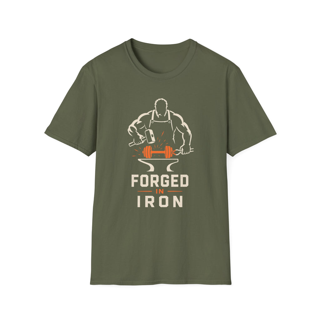 Forged In Iron Black – Blacksmith Hammer & Anvil Graphic Tee