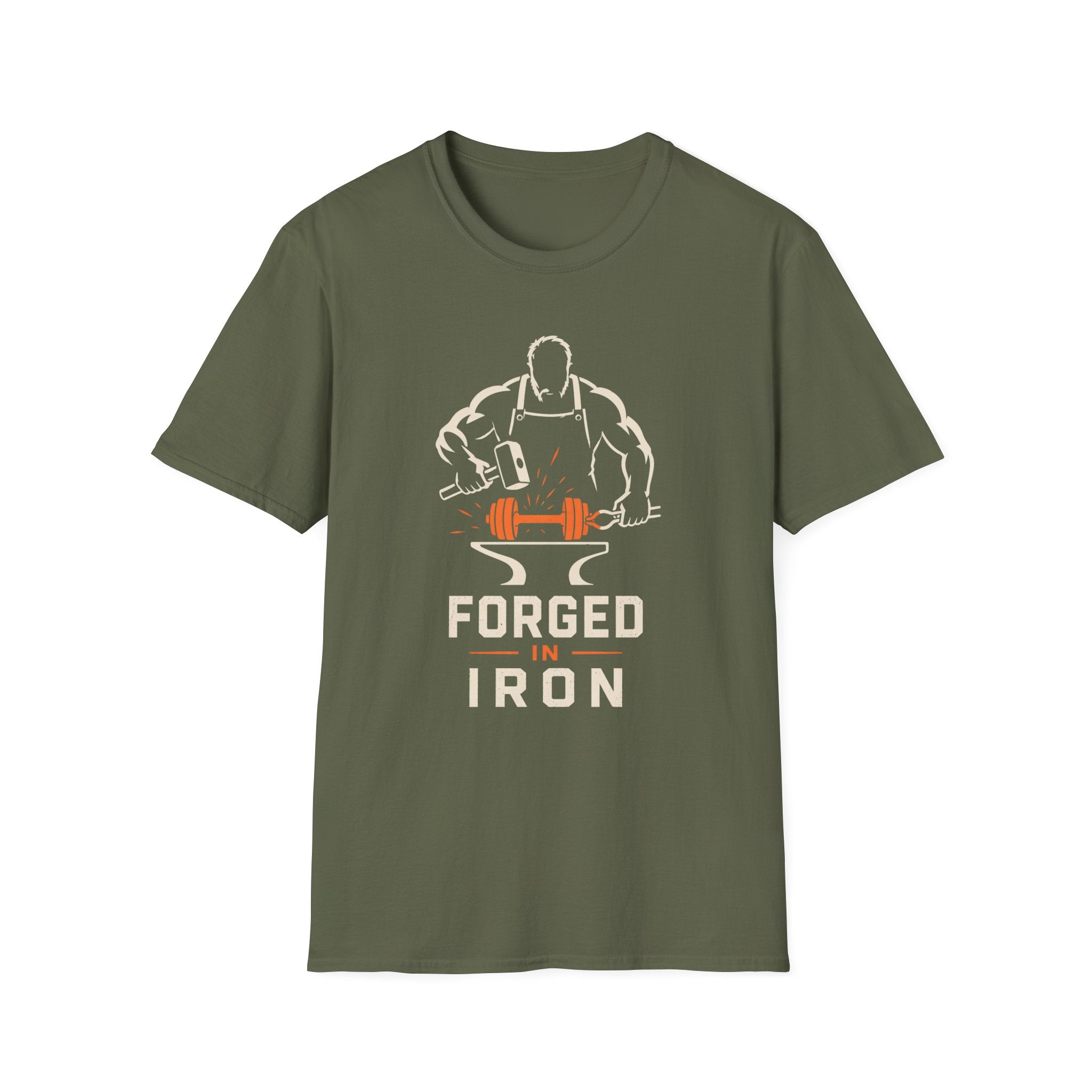 Forged In Iron Black – Blacksmith Hammer & Anvil Graphic Tee