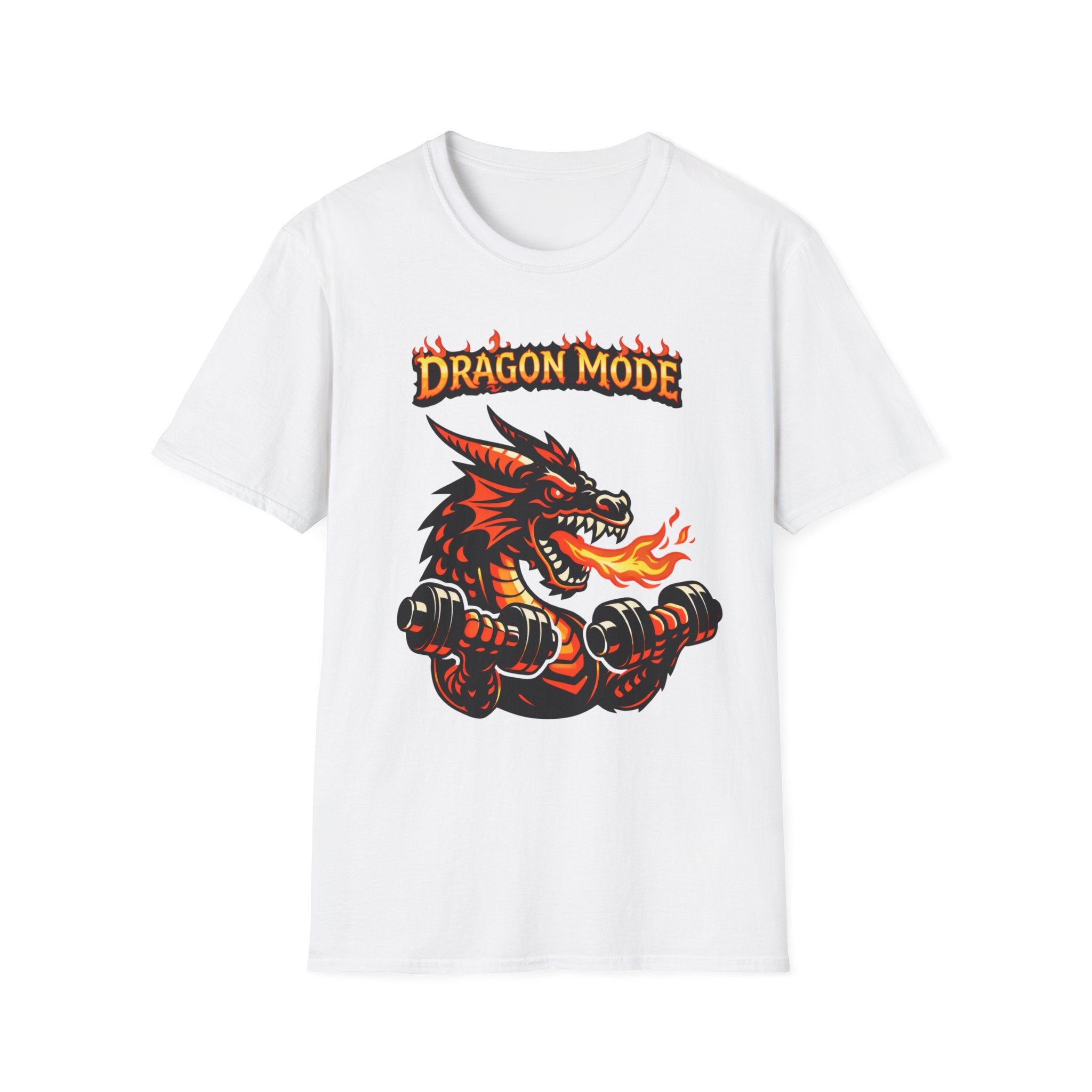 Dragon Mode – Fiery Dragon Weightlifting Graphic Tee