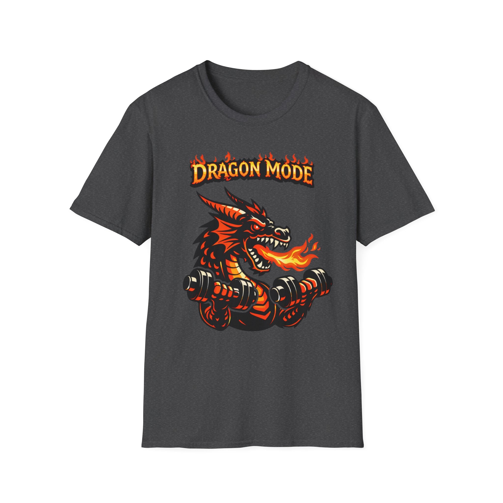 Dragon Mode – Fiery Dragon Weightlifting Graphic Tee