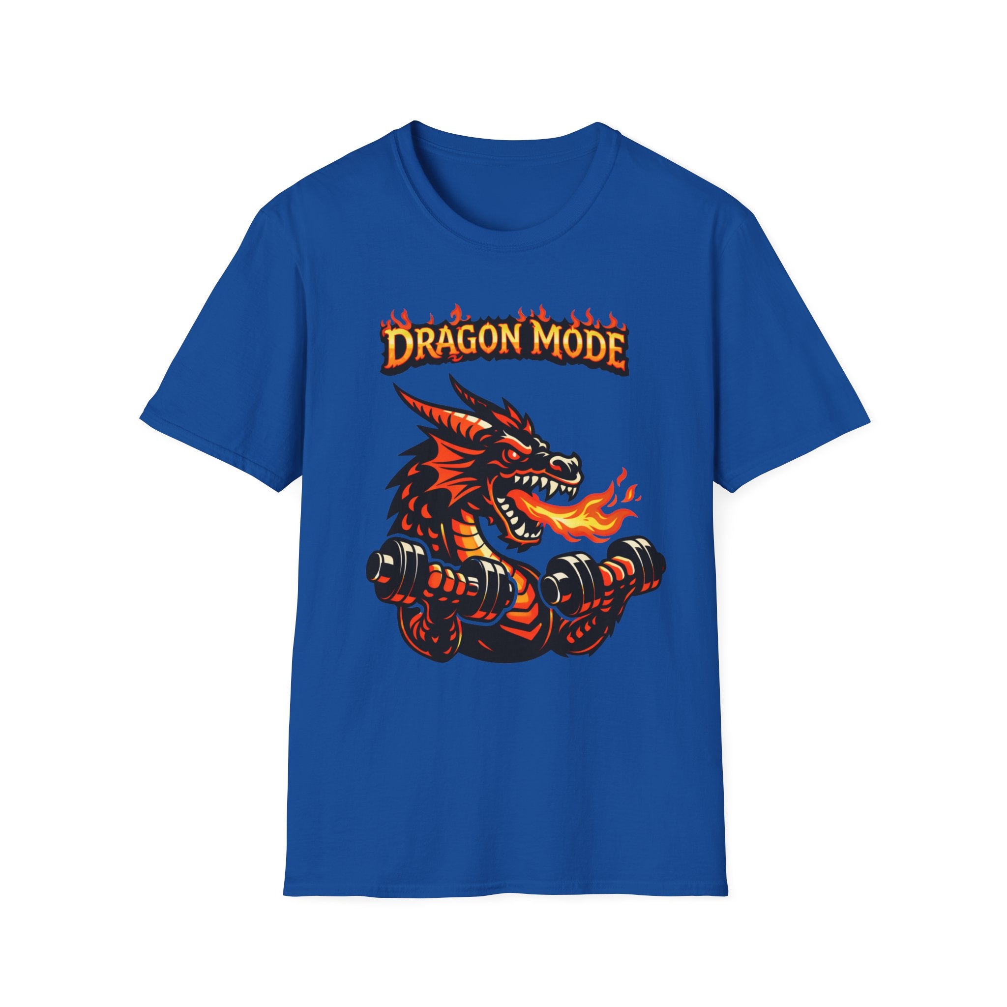 Dragon Mode – Fiery Dragon Weightlifting Graphic Tee