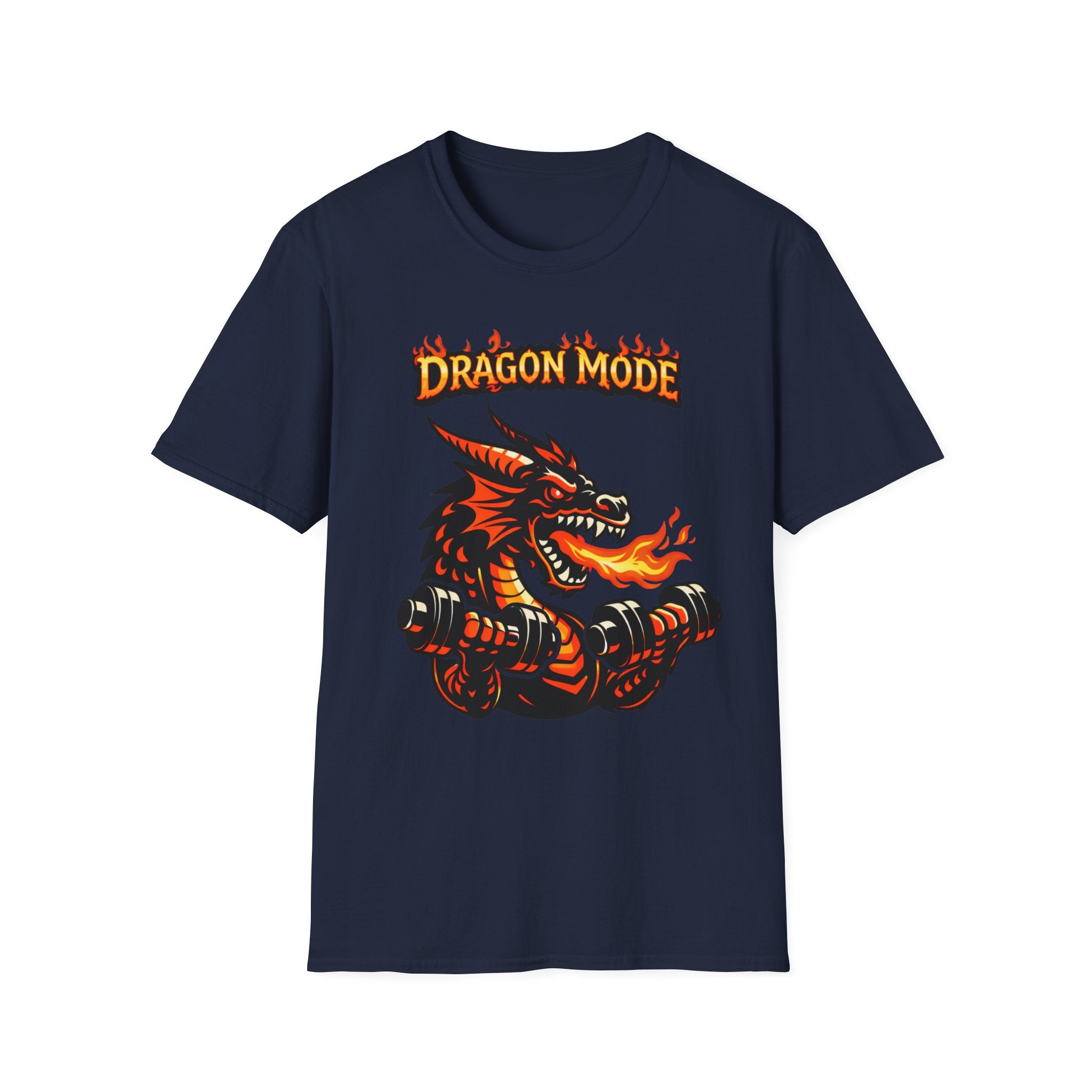 Dragon Mode – Fiery Dragon Weightlifting Graphic Tee